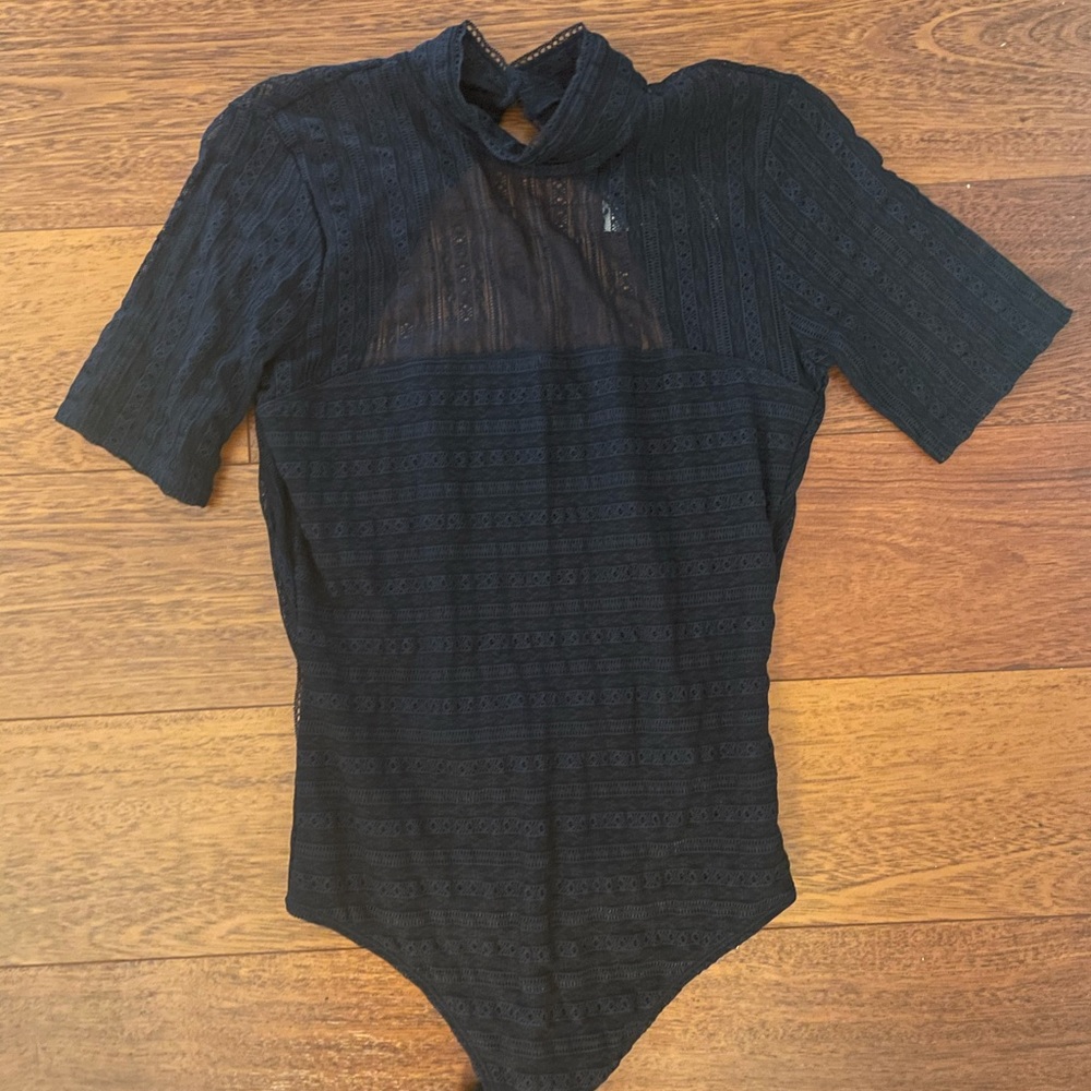 Abercrombie lace open back bodysuit navy NWT M